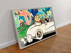 Alec Monopoly - Love My Porsche - Canvas Wrap | UV Printed Poster | Floating Framed Canvas | Framed Art Decor | Acrylic Print Wall Art Decor, Gift  Home House Decor, Birthday Gift Dorm, Handmade, Custom Made