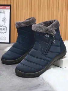 Women's Winter Snow Boots, Warm Ankle Booties with Thick Sole & Soft Lining, Casual Outdoor Footwear for Cold Weather, Winter Boot Shoes