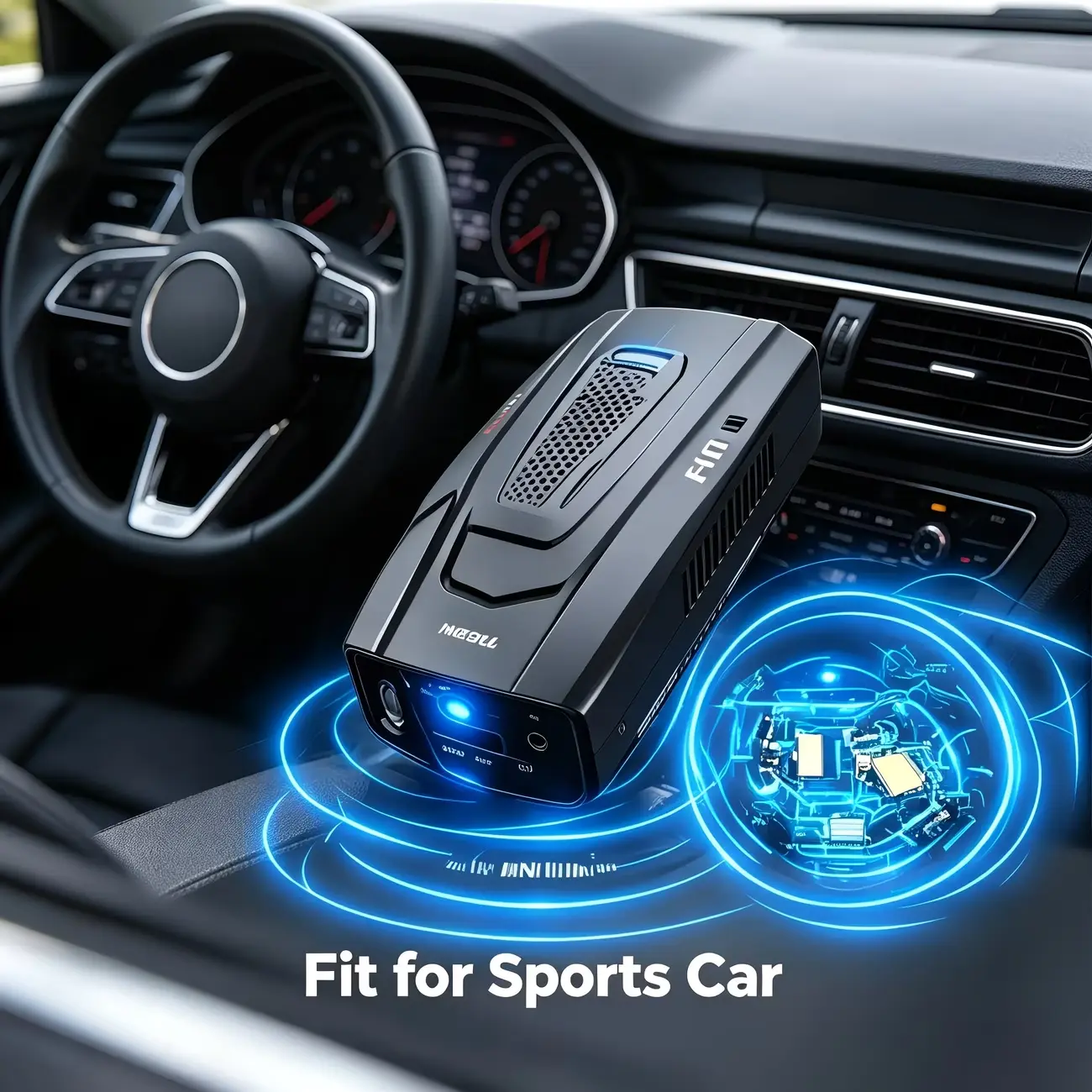 V7 16 Band Automotive Radar Detector, 360 Degree Laser Scanning & Audio Alert System, Matte Black Stylish Design, Tool-Free Installation with Suction Mount, 12V Powered Safety Device for Cars, Vans, Trucks and SUVs
