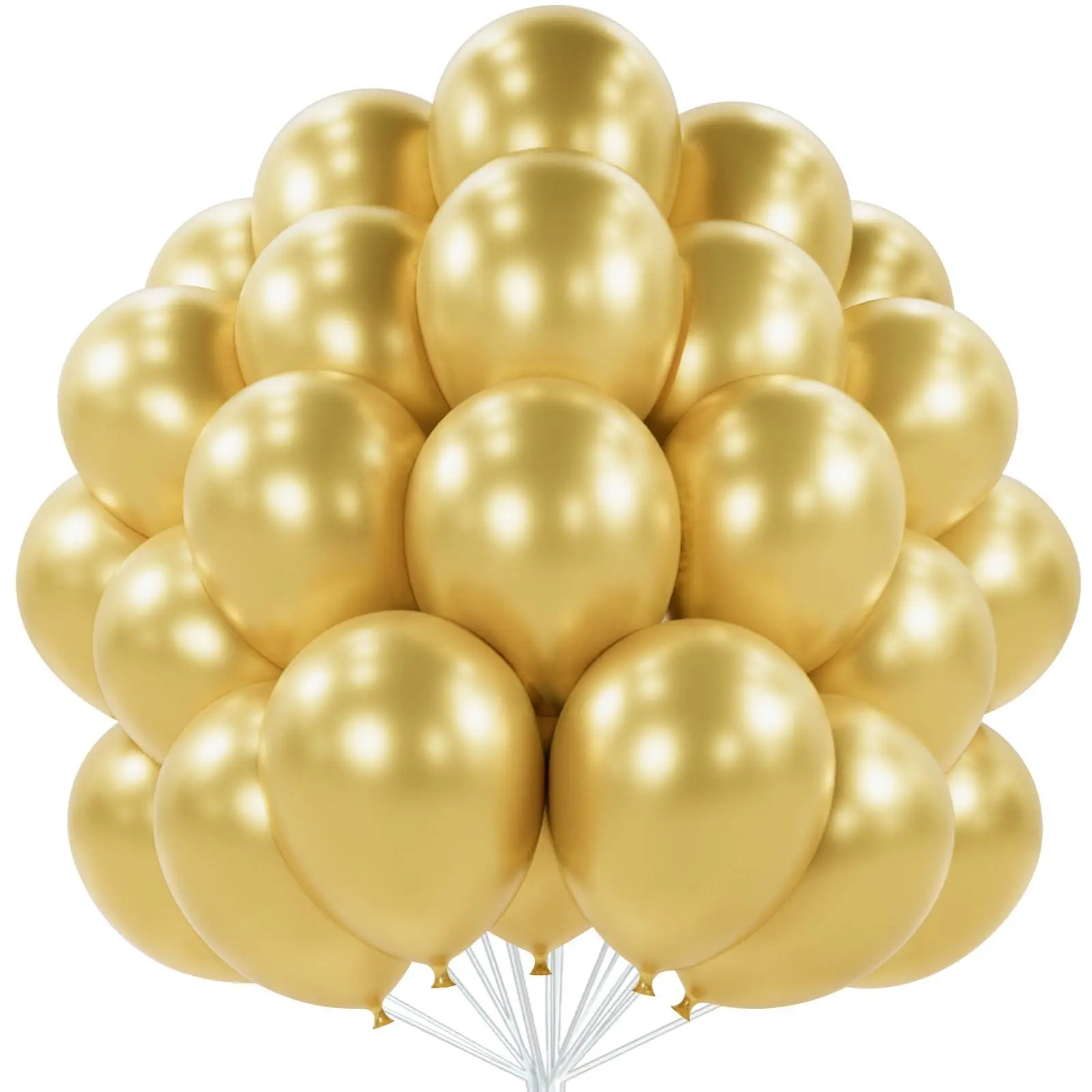 PartyWoo Thick Round Solid Metallic Floating Balloons, 50pcs 12in Chrome Balloon Garland Supplies for Birthday, Wedding Decorations Gold-G129