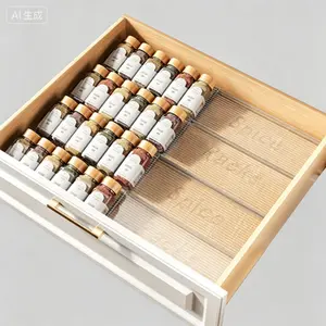 Expandable Drawer Organizer, 4 Tier Clear Acrylic Spice Storage Rack, Adjustable Kitchen Drawer Organizer from 11 to 22 Inches, Reusable Seasoning Drawer Insert for Utensils and Supplies (4 Pack, Jars Not Included)