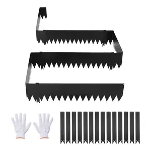 VEVOR Galvanized Steel Landscape Edging, 24-Pack 40 x 8 Inch Metal Edging for Landscaping with 26 Mounting Clips, Heavy Duty Metal Garden Edge Border for Flower Bed, Yard Pathway, Black