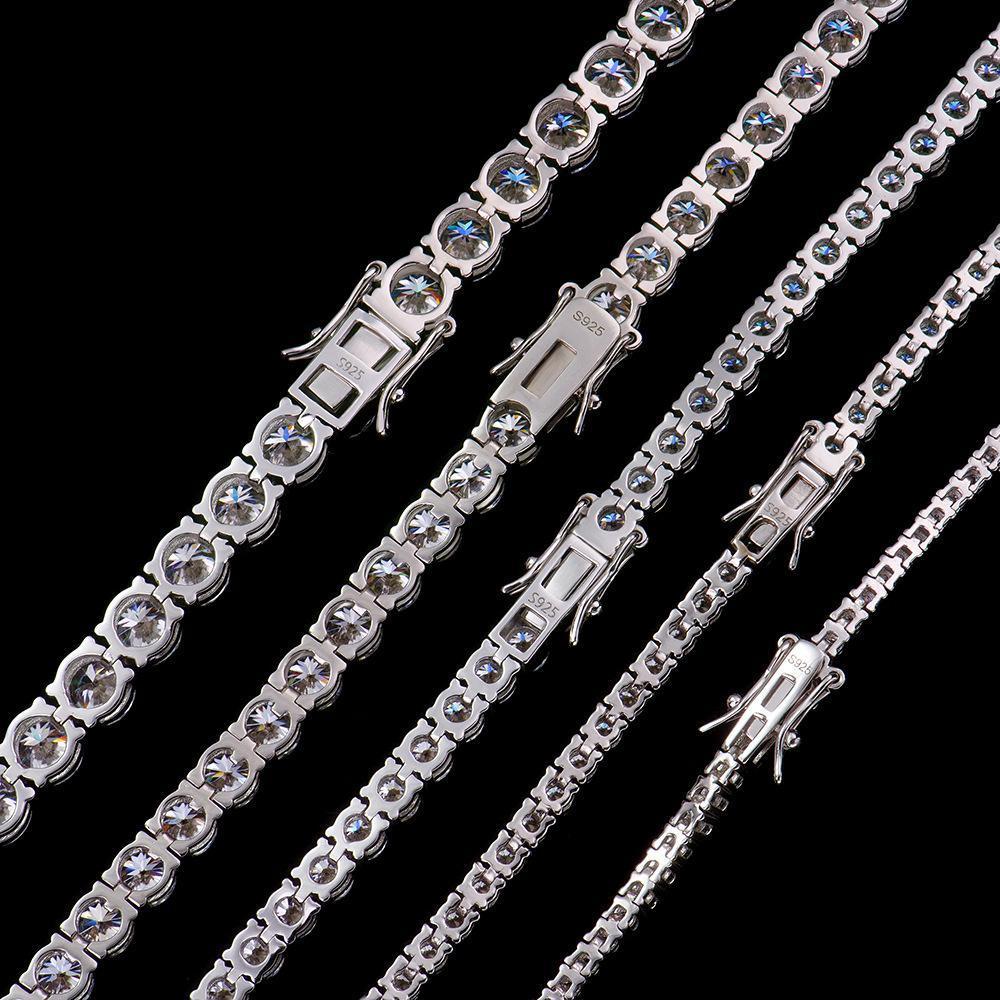 TY GRA Certified Moissanite Tennis Necklace 2/3/4/5/6.5mm Solid   Sterling Silver Diamond Tennis Necklaces for Women Man