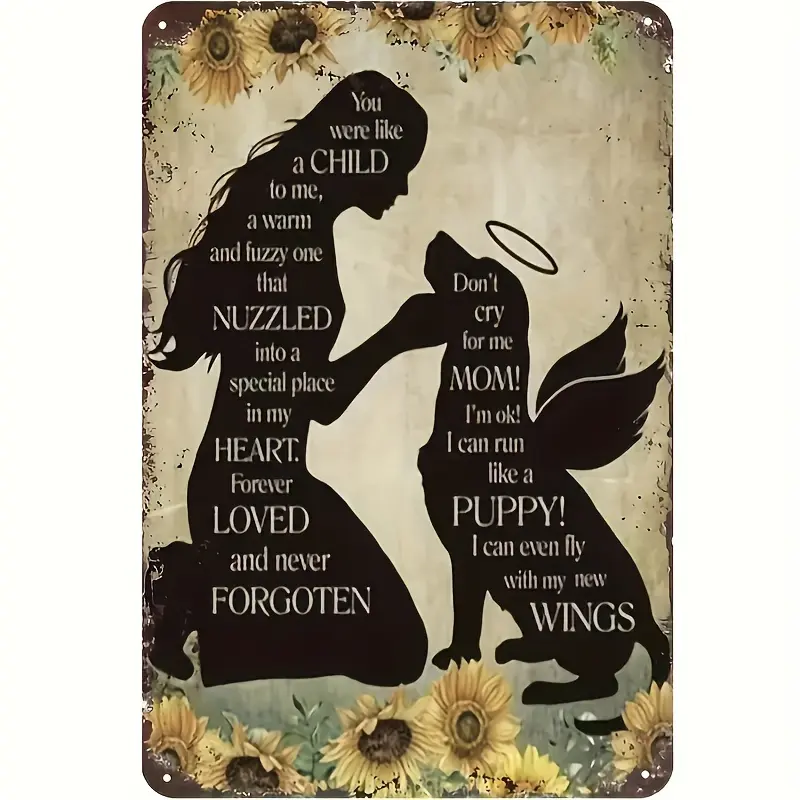 1pc Pet Memorial Wall Art - 8x12 Inch Aluminum Sign with Heartfelt Poem & Angel Wings Design, Rustic Home Decor for Pet Lovers, Sympathy Gift for Loss of Pet, No Electricity Needed, Textured Background