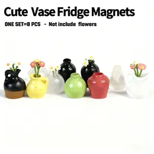Lovely Mini Vase Fridge Magnets, 8-Piece Set – Nordic-Chinese Fusion Design, DIY Creative Home Decor, Shatterproof Resin, Great Gift for Girlfriend, Best Friend, Mom (Kitchen, Office, Room)