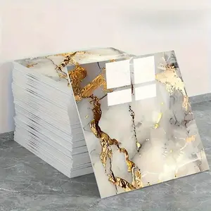 Marble Self-Adhesive Vinyl Backsplash Tiles - Waterproof PVC Wall Panels, Easy Peel and Stick, Reusable Modern Decor for Bathroom,  Kitchen, Living Room - Perfect for TV Backdrops, BathroWallpaper,Easy Clean Surface Pvc Sheet/Adhesive Wallpaper/floor