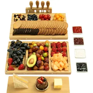 11pc Charcuterie Board Cheese Tray Set with Stainless Steel Knives, Slates and Bowls. Gift for Housewarming, Wedding Couple, Bridal Shower