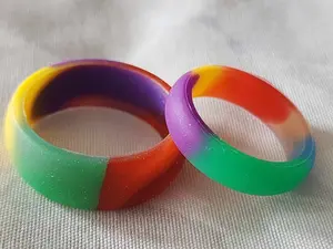 Rainbow Silicone Wedding Ring Band Size 5, 6, 7, 8, 13, 14