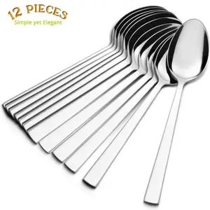 Dinner Spoons Set of 12, E-far 7.9 Inch Stainless Steel Soup Spoons Tablespoons for Home, Kitchen Utensils