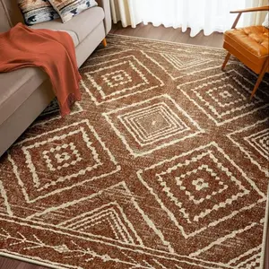 Bohemian Geometric Pattern Area Rug, Boho Style Rug, Home Decor Sofa Table Mat Bedside Pad, Kitchen Dining Room Carpet Cover, Bohemian Style Rugs