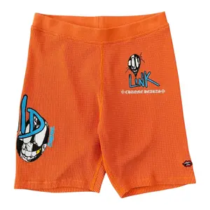 Chrome Hearts x Matty Boy Women's Thermal Biker Shorts, Orange Multi, with Link Graphic and Logo Print