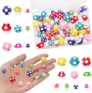 60 Pcs Tiny Resin Miniature Mushroom Figurines for Crafts