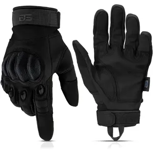 Men's Touchscreen Utility Gloves with Hard Knuckle Protection, Suitable for Motorcycle, Airsoft & Outdoor Work, Black, Large