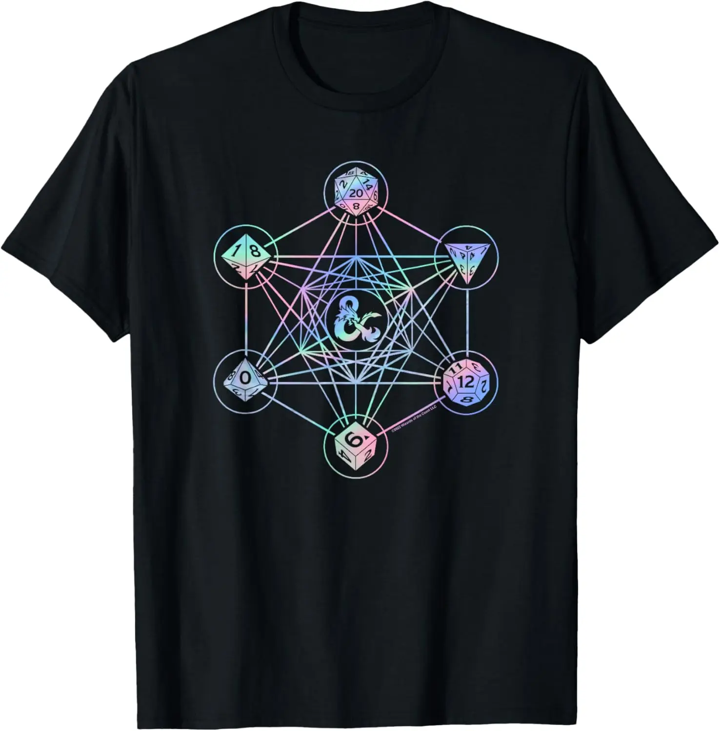 Men's Soft Cotton Tee with Dungeons & Dragons Geometric Hologram Logo, Casual Round Neck, Breathable Fabric for Daily Wear, Graphic