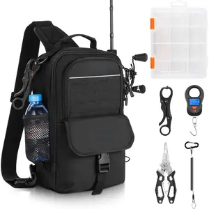 Everyday Essential Fishing Backpack & Tool Set, Fishing Sling Tackle Bag & 3500-Tackle Box Waterproof, Fishing Scale, 7" Fishing Pliers, Lip Gripper-Fishing Gear and Fishing Gift for Men