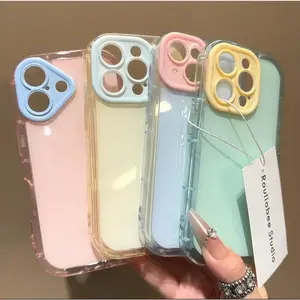Luxury contrast candy-colored soft silicone airbag shockproof camera protection mobile phone case, suitable for iPhone16 15 14 13 12 ProMaxPlus, smartphone protective case Durable Protector