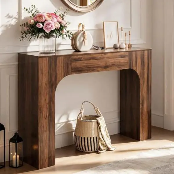 GAOMON 47 in Narrow Walnut Finish Indoor Console Table - Entryway, Sofa Side Furniture