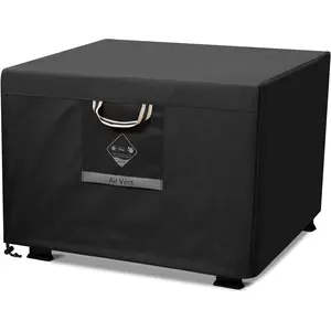Fire Pit Cover Square, 28 inch Firepit Covers,Heavy Duty Fabric  , Fits Outdoor for 25inch,27 inch,28 inch Square, Fireplace Cover,Gas Fire Pit Cover (28"L x 28"W x 24"H,Black)