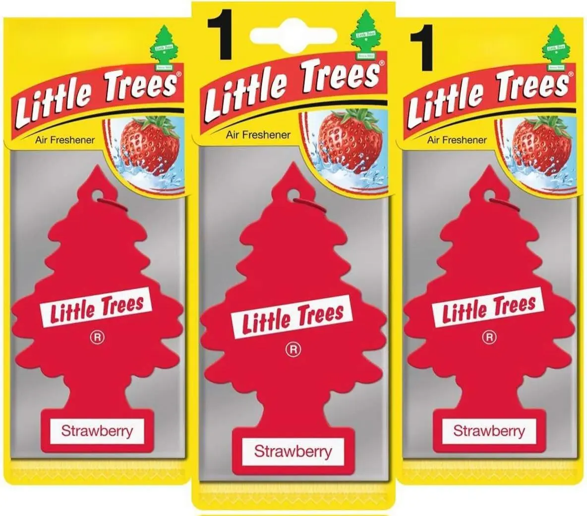 LITTLE TREES Car Air Freshener | Hanging Paper Tree for Home or Car | Strawberry | 3 Pack