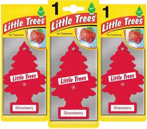 LITTLE TREES Car Air Freshener | Hanging Paper Tree for Home or Car | Strawberry | 3 Pack