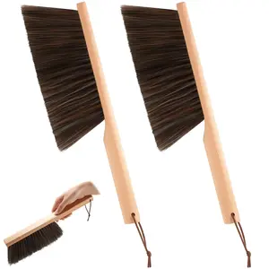 2 Pcs Masonry Horsehair Brush, 12.6 Inch Black Horsehair Fibers Brush Tools for Texturing Concrete in Curbs Gutters and Other Hard to Reach Areas
