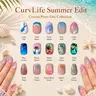 CurvLife Ocean Breeze Press-On Nails Collection – 30PCS, Blue Sea, Wave, Shell and Tropical Beach Inspired Designs, Glossy Reusable Nails for Summer Vacation and Coastal Looks