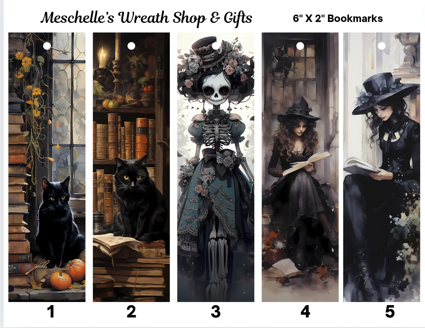 Glossy Witch Themed Bookmarks (2" x 6") - 1-Sided Print, Random Tassels, Thoughtful Gifts for Book Readers, Friends, Teachers, Coworkers