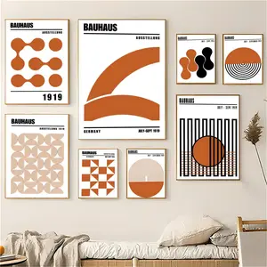 Bauhaus Geometric Art Painting Calligraphy Eco-Friendly Cotton Canvas Poster Fine Texture Smooth Surfac Waterproof Wall Art Wall Decoration for Home & Outdoor Decor Gift