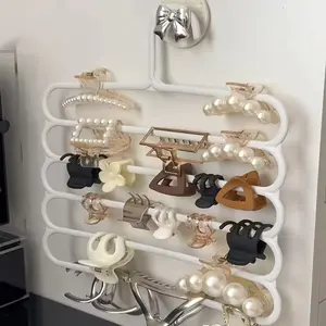 Multifunctional Wall Storage Rack for Hair Accessories Jewelry Display Rack, Adjustable Storage Rack, Spacious Storage Options, Suitable for Home and College, Includes Hooks