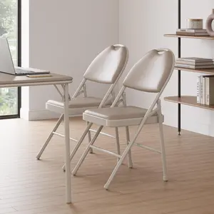 4 Pack Black Folding Chairs,Folding Chairs Set of 4 with Padded Seats, PU Leather Foldable Dining Chairs for Guests Kitchen Office