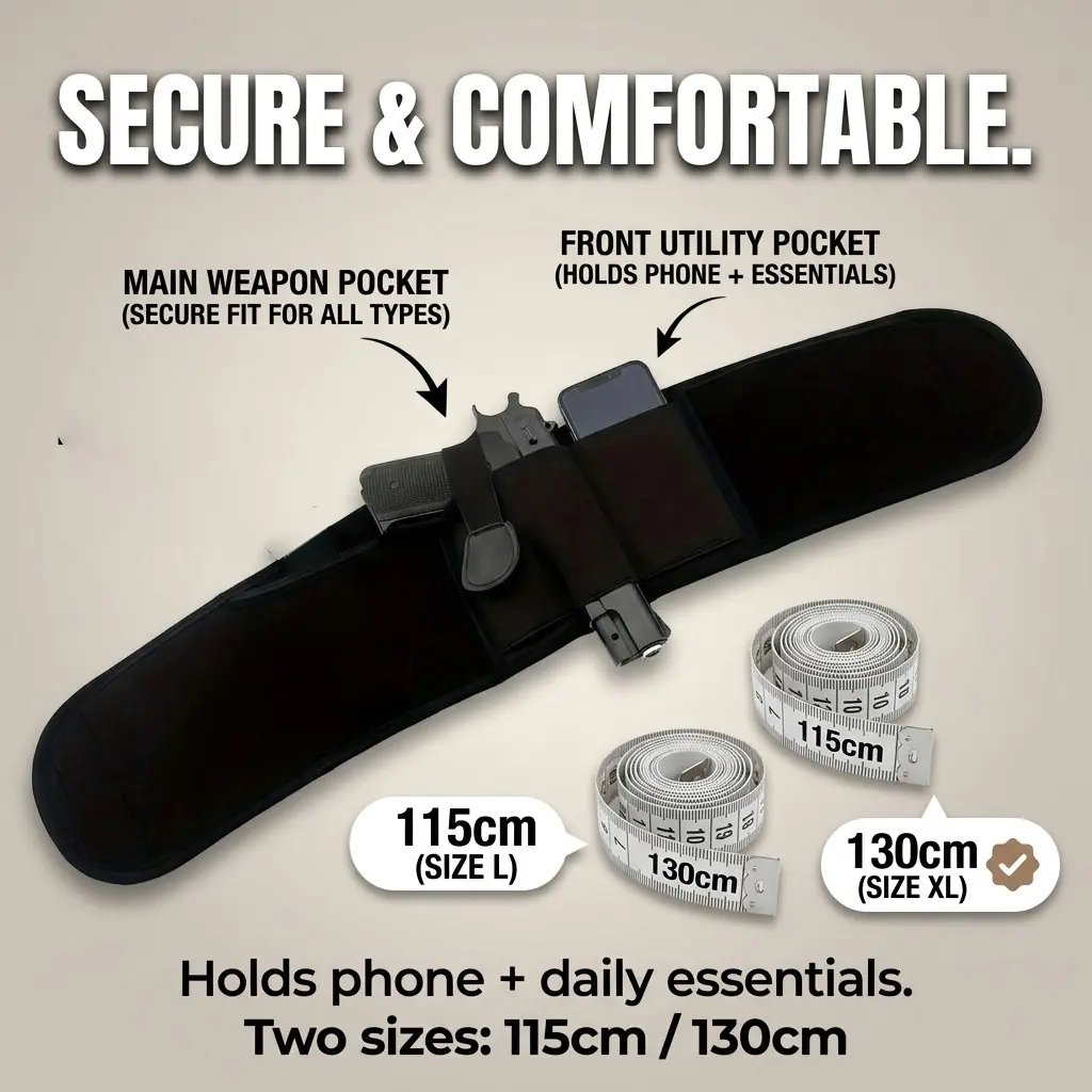 Concealed Carry Belly Band Holster, Breathable Waist Holster for Men Women, Fit for Ruger Lcp, Glock Series, S&W Shield, Sig Sauer, Beretta 1911, Outdoor Tactical Carry Equipment