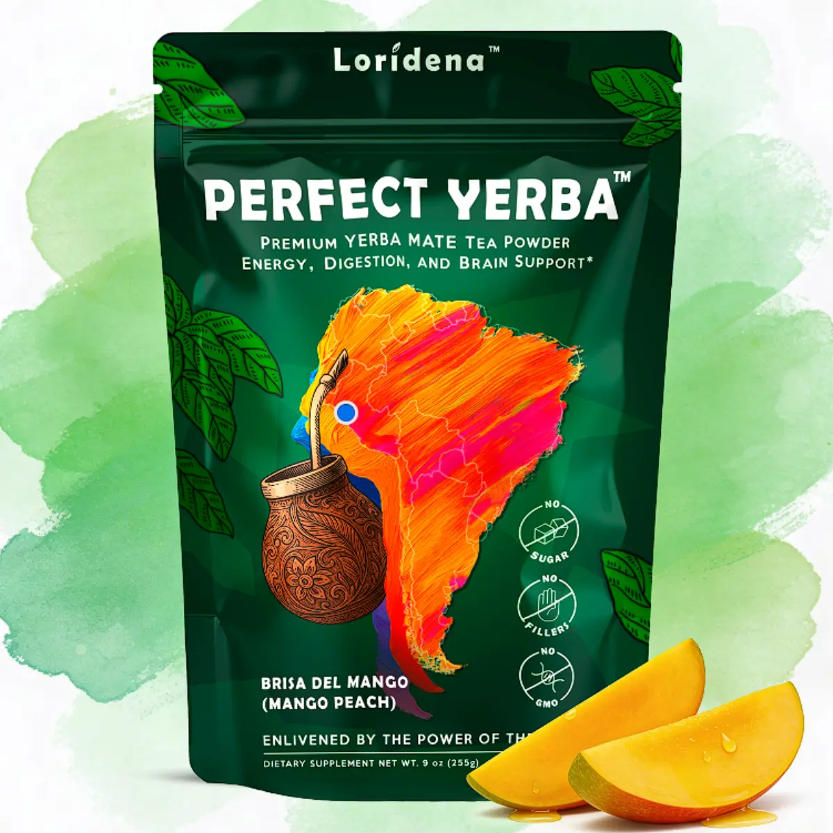 Perfect Yerba | Yerba Mate Instant Tea Powder | 30 Servings | Mango Peach flavor
