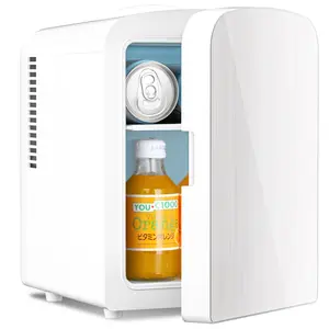 Electactic Compact Refrigerator, Portable Mini Fridge, Skin Care 4L Capacity/6 Cans, for Bedroom, Car, Office & Dorm, Small Cooler for Cosmetics, Brushed Stainless Steel Door, White