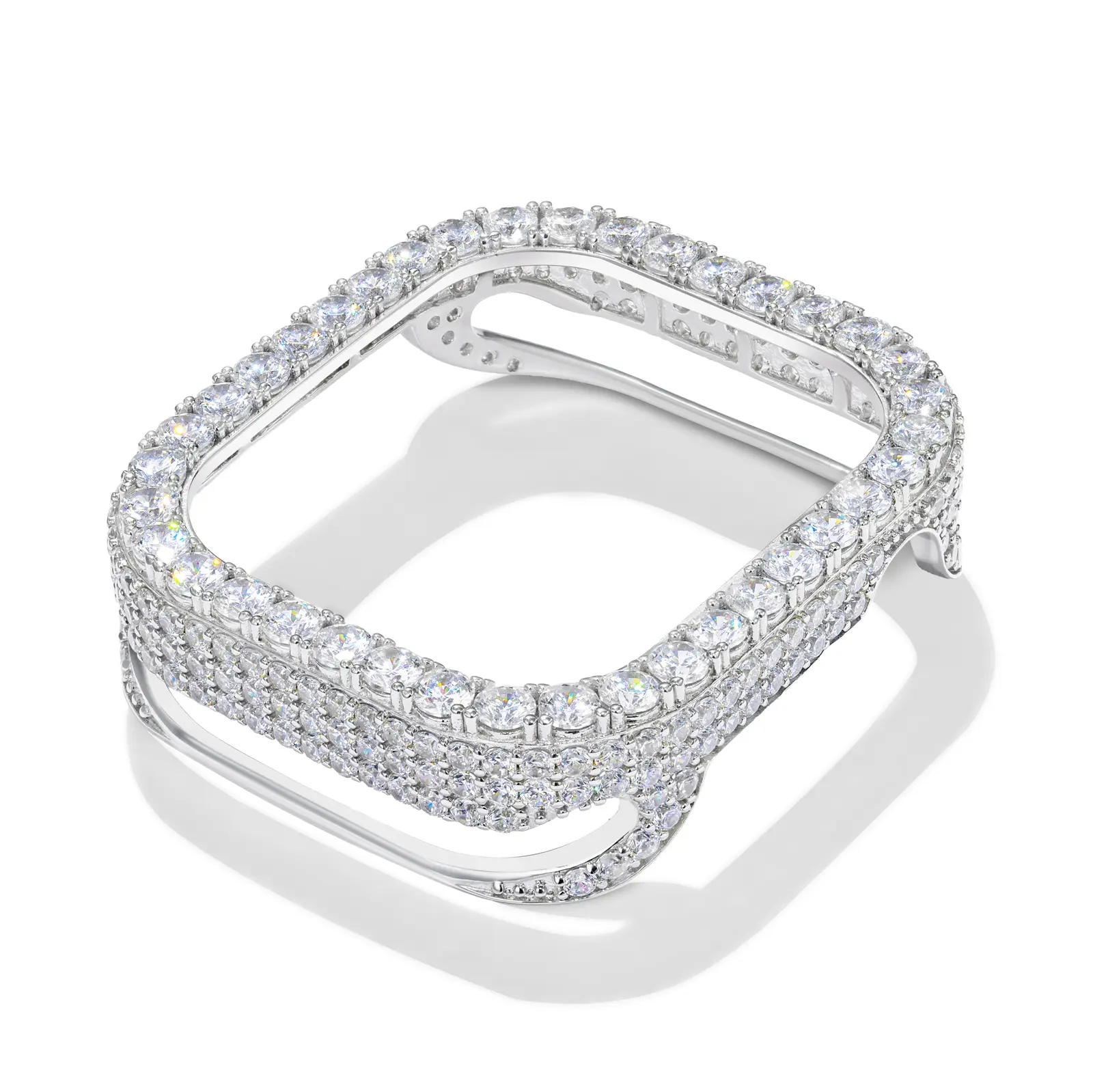 UCCIYO Bezel Cover CMW06 for Series 11 42mm Square Smartwatch  Universal Protective Case 18K Gold-Plated Lab-Grown Moissanite S925 Sterling Silver Moissanite Ice Crystal-Set Watch Case Unisex Hip-Hop Style Jewelry Gift Protection   【CMW06】