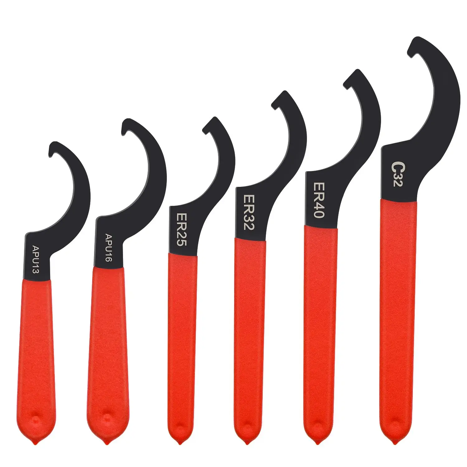 GJANSH 6pcs Coilover Spanner Wrench Set, C-Shape Shock Spanner Hook Wrench Tools | for Suspension System and Shock Adjustment