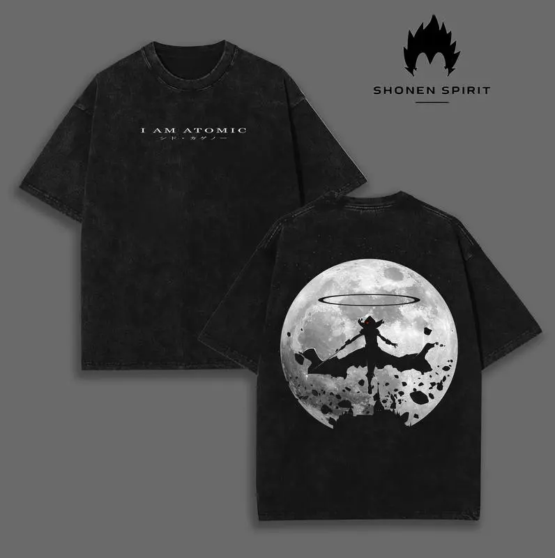 "I AM ATOMIC" - The Eminence in Shadow, Cid Kagenou, Anime Double Printed Vintage Washed Unisex Oversize Anime Manga Washed Heavyweight Cotton T-shirt, Gift For Anime Fan, Anime Lover