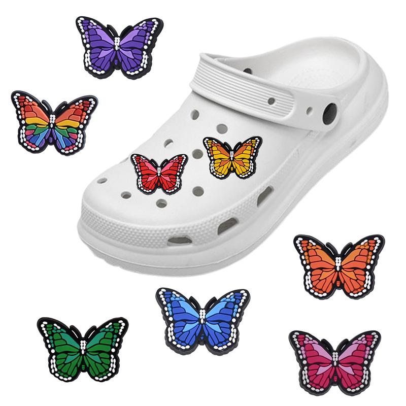 Colorful Butterfly Croc Shoe Charms Decoration for Kids Boys Girls Women Men PVC Wristband Sandals Clog Accessories Party Favor with Dragon and Character Designs