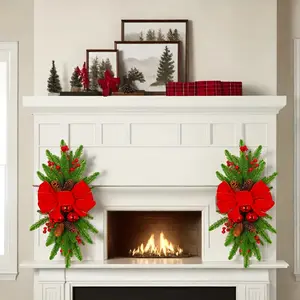 [Christmas Garland] Christmas 2pcs/3pcs/5pcs, 60cm/23.62inch Stair Garland Hanging Decorations | Ideal for Living Room and Fireplace Decoration, Perfect for Holiday Display Ornaments Plastic