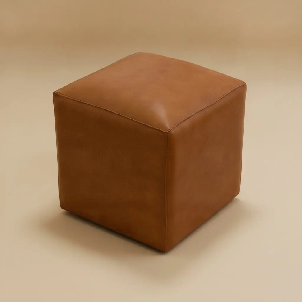 Sislo Tan Leather Ottoman