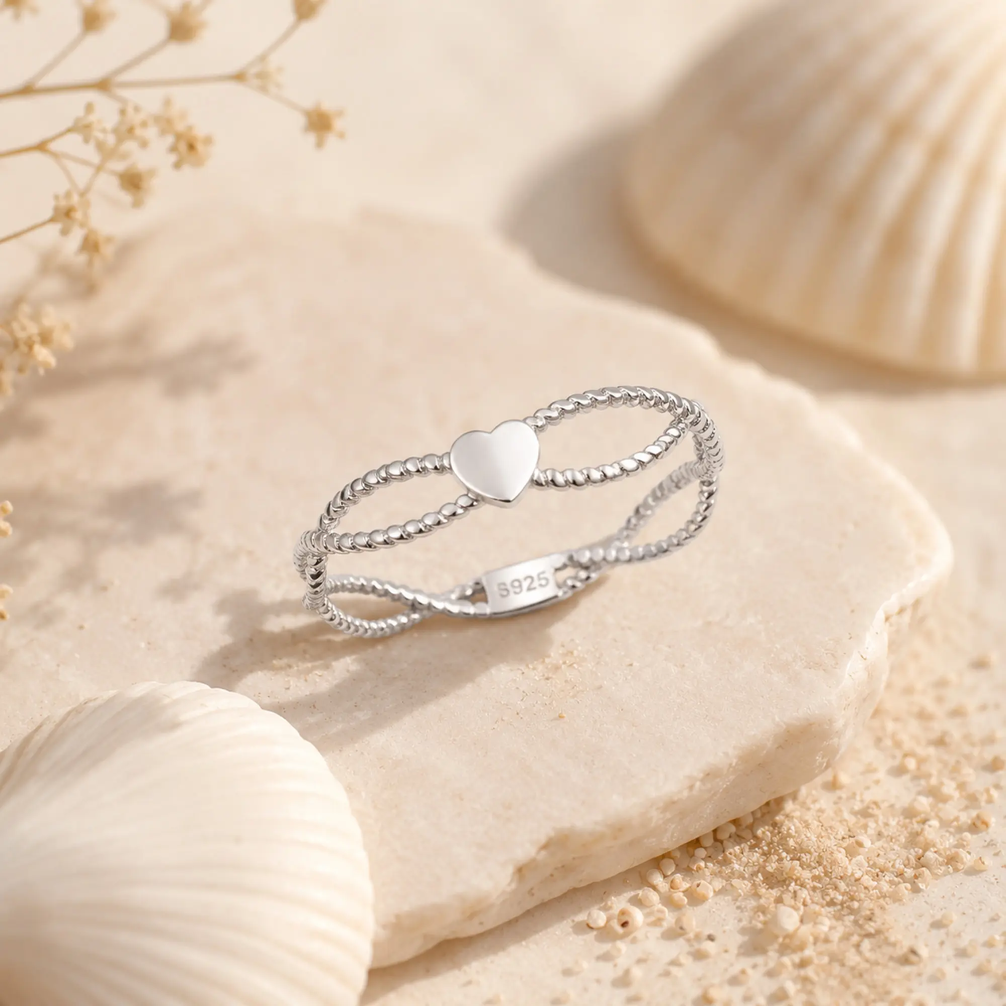SterlinSilver Heart Toe Ring, Size 5 Fitted Toe Ring, Cute Heart Jewelry for Women, Beach Vacation Gift, Summer Fashion