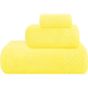 Ultra Soft 3 Pack Cotton Towel Set, Contains a Bath Towels 28x55 inch, a Hand Towels 16x24 inch & a Wash Coths 12x12 inch, Ideal Everyday use, Compact & Lightweight - Lime Yellow