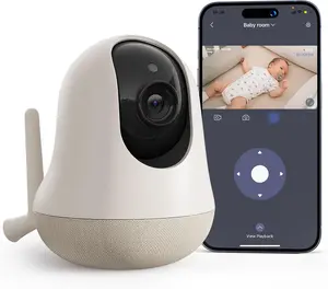 Nooie 5G Baby Monitor with WiFi/Smartphone App | 2K HD Camera, 360° Pan & Tilt, Night Vision | Real-Time Temp Sensor, AI Motion Tracking, 2-Way Talk | Cry/Sound/Motion Alerts, Alexa Compatible