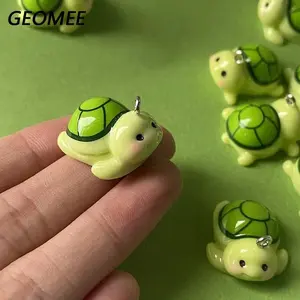 10pcs Kawaii 3D Small Turtle Resin Charms Cartoon Animal Pendant For Earring Keychains Diy Decor Jewelry Make