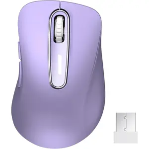 Z-APT7 2.4G Wireless Mouse, 1400 DPI Computer Mice with USB Receiver, Portable Wireless USB Mouse Battery Powered Cordless Mice for Laptop, PC, Desktop, 5 Buttons (Lilac)