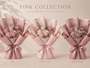 20 Sheets - Rose Gold Lined Solid Neutral Color Waterproof Wrapping Paper