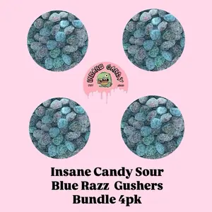 Insane Candy Tiktok Viral Sour Blue Razz Gushers Bundle 4pk - Sweet Treats Collection