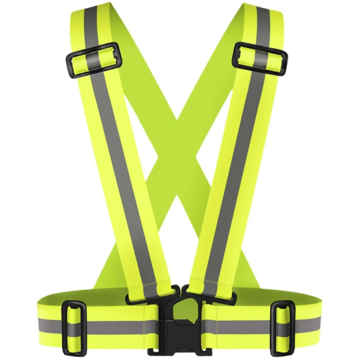 Adjustable Reflective Running Vest Neon Yellow X Style Elastic Safety Vest for Cycling Walking Outdoor Work