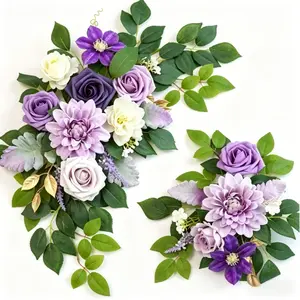 Artificial Flower Set, Wedding Arch Decoration, Rose and Daisy Fake Flowers, Forest Style Wedding Setup, Welcome Sign Background Wall Decor