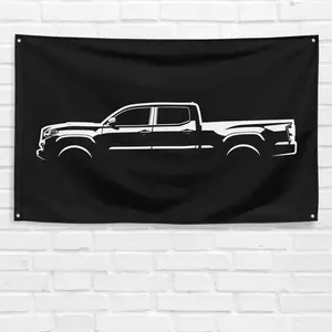Unbranded & Handmade Vibrant Polyester 3x5 ft Banner Wall Hanging Backdrop, Tacoma TRD Sport 4x4 2018 Car Enthusiast Decor, Grandpa-Dad Gift for Birthdays, Man Cave Decor