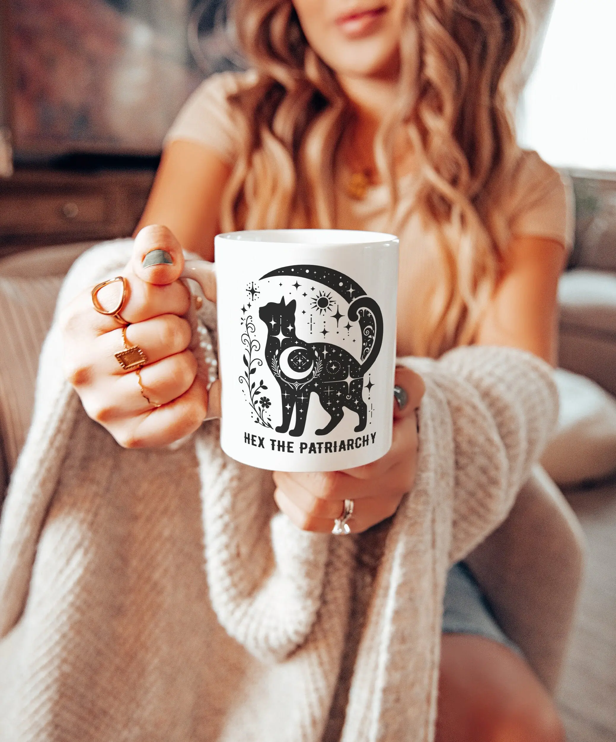 Hex The Patriarchy Mug Feminist Mug Witchy Cat Mug Gifts For Cat People Cute Mugs Aesthetic Black Cat Mug Witchy Stuff Bans Off Our Bodies